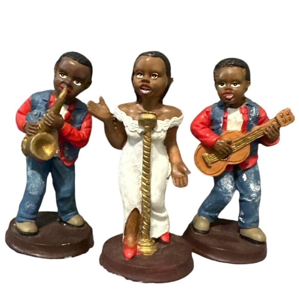 Black Musician Blues Folk Art 4" Figurines